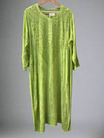 green chikankari viscose long kurti