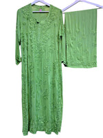 Trending Green Chikankari Kurti with Palazzo Pants Set Famazacouture