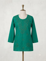 The Aaliyah Peach Chikankari Embroidered Cotton Kurti