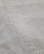 Hand Embroidered Lucknowi Chikankari Dupatta in Mulmul Cotton leaf motif close up