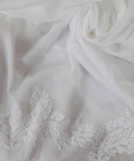 Hand Embroidered Lucknowi Chikankari Dupatta in Mulmul Cotton