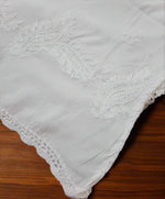 Hand Embroidered Lucknowi Chikankari Dupatta in Mulmul Cotton corner view