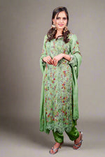 Handcrafted Green Pakistani Embroidered Suit – Shalwar Kameez Dupatta Set