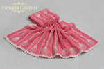 hot pink duppata kota doriya chikankari embroidery close up