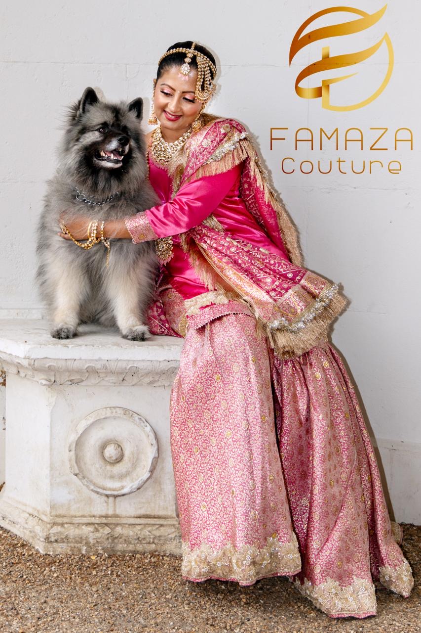 hot pink Asian bridal Nikah dress