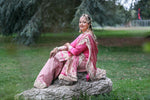 hot pink Asian bridal Nikah dress with Kimkhab gharara