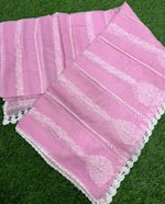 Pink Kota Doriya Chikankari Dupatta embroidery close up
