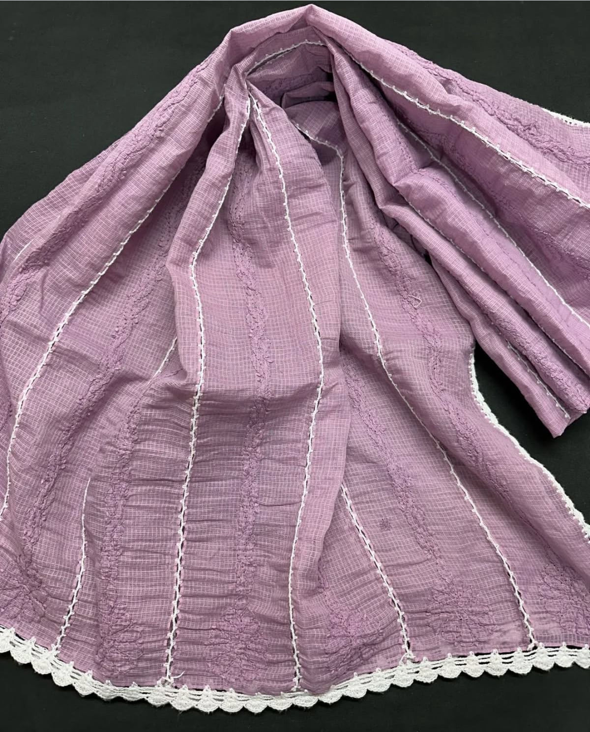 Purple tone to tone kota doriya chikankari duppata