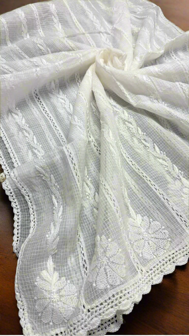 white kota doriya chikankari duppata focused