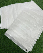 white Handcrafted Kota Doriya Chikankari Dupatta