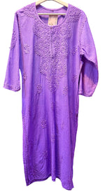lavender chikankari khadi kurti front view
