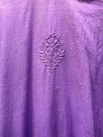 lavender chikankari khadi kurti rear top close up view
