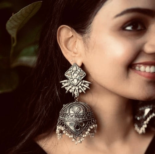 Ethnic oxidised jewellery jhumka design