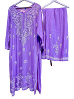 Plus size Chikankari kurta with palazzo pants front view