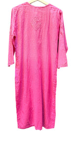magenta chikankari khadi kurti rear view