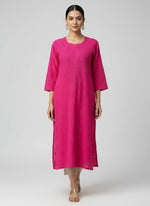 magenta chikankari viscose long kurti