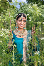 Multicolour bridal jewellery set with Polki stones