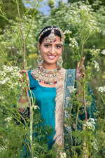 Multicolour bridal jewellery set with Polki stones