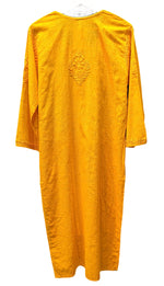 mustard chikankari khadi kurti rear view