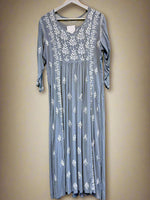 Naira cut Chikankari kurti top, grey with embroidery