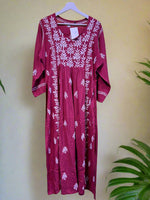 Naira cut Chikankari kurti top maroon