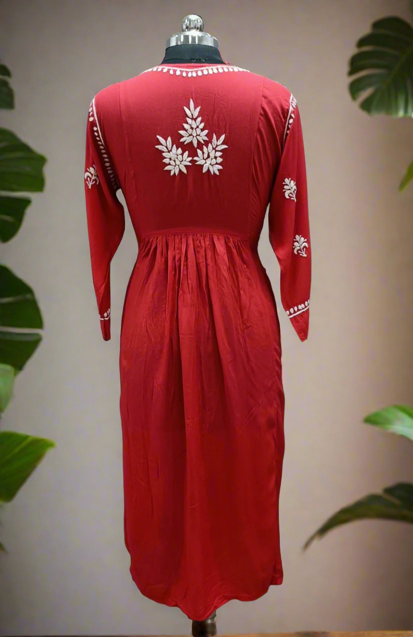 Naira cut Chikankari kurti top rear view