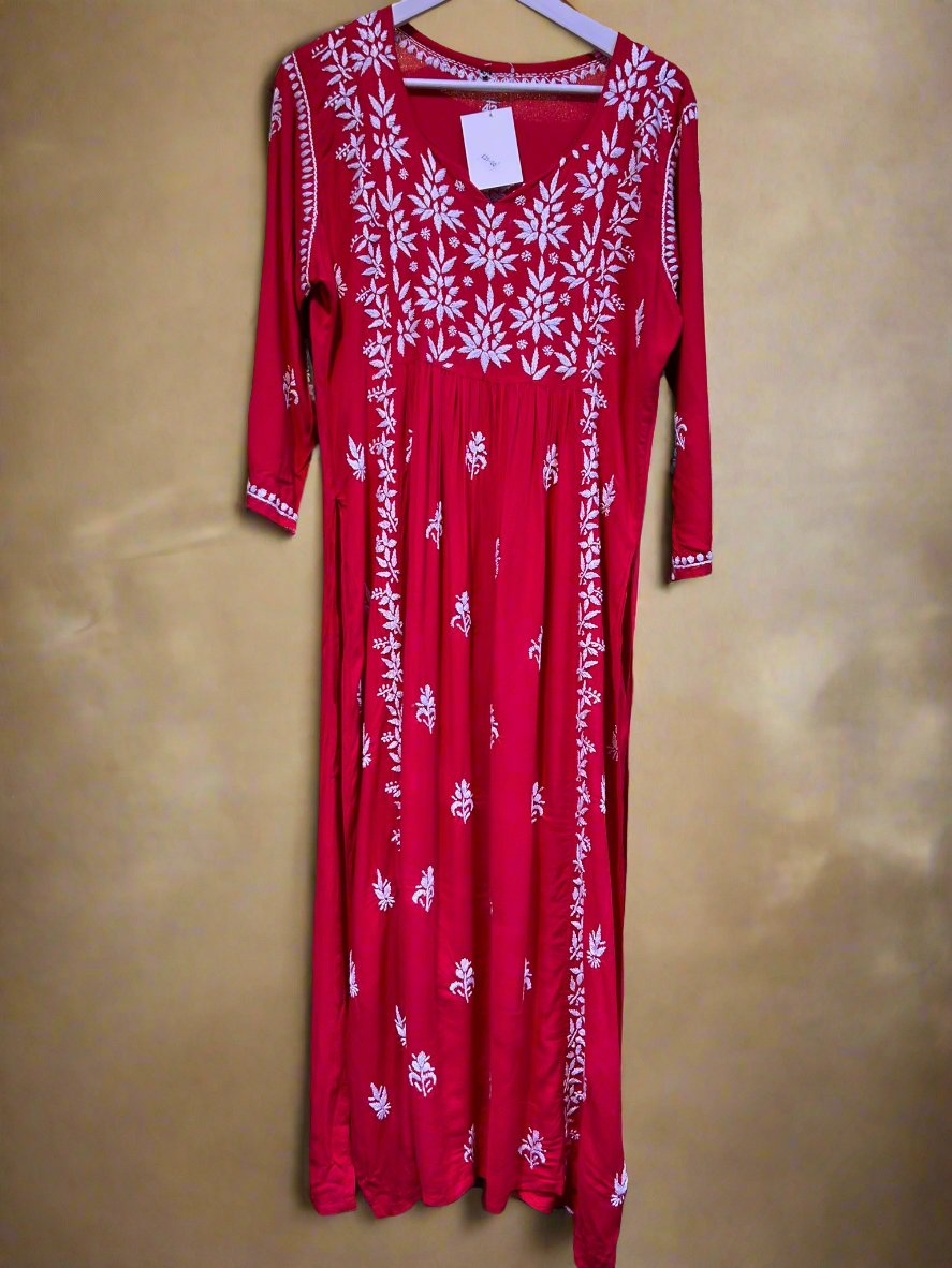 naira cut chikanlkari kurti red