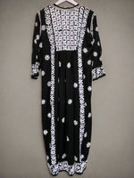 naira cut gown style chikankari kurtitop with elegant embroidery black rear view