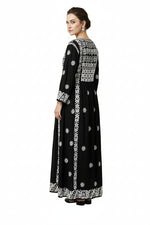 black naira gown long dress chikankari kurtitop with elegant embroidery black rear view