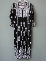 naira cut gown style Chikankari kurtitop with elegant embroidery black