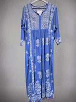 naira cut gown style chikankari kurtitop with elegant embroidery blue