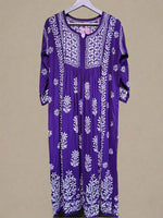 naira cut gown style chikankari kurtitop with elegant embroidery purple
