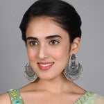 Handcrafted oxidised chandbaali earrings – bridal statement piece