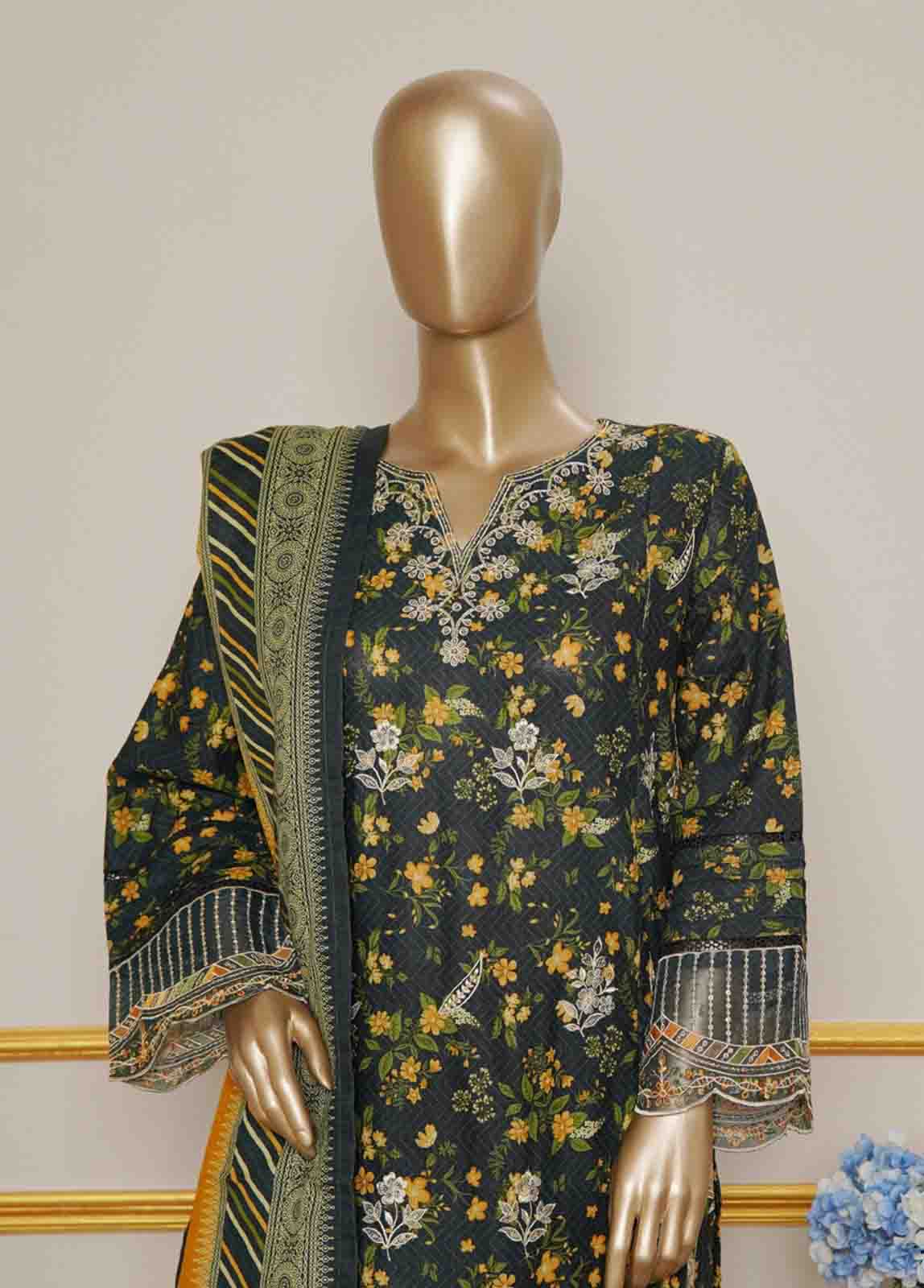 complete Pakistani 3pc khaddar embroidered suit set