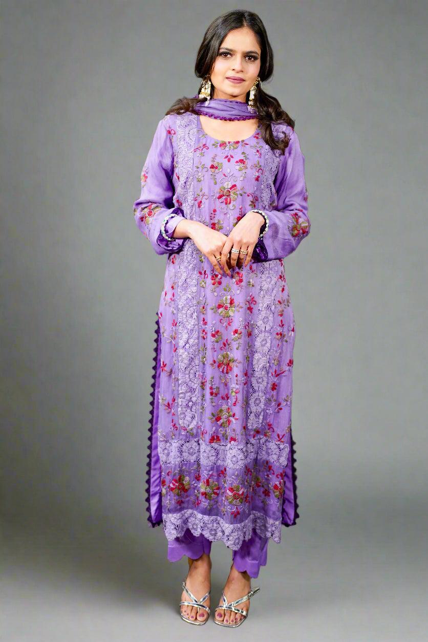 Pakistani embroidered suit set full view