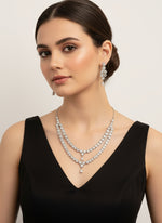party wear American Dimond double layer necklace with earrings by famaza couture