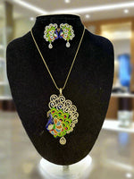Peacock Pendants Set with earrings | Peacock Design – Famaza Couture