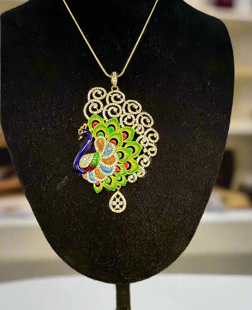Peacock Pendants Set with earrings | Peacock Design – Famaza Couture