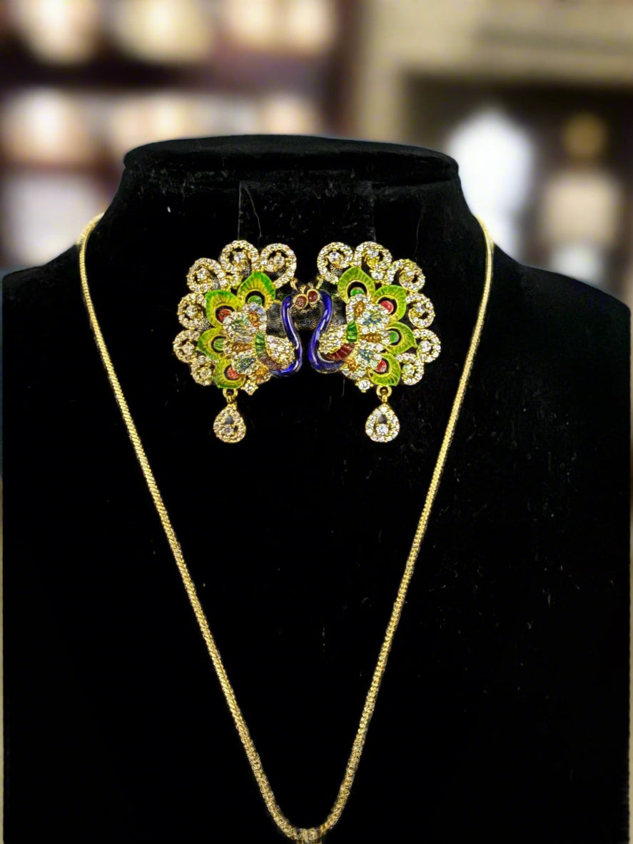 Peacock Pendants Set with earrings | Peacock Design – Famaza Couture