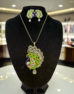 Peacock Pendants Set with earrings | Peacock Design – Famaza Couture