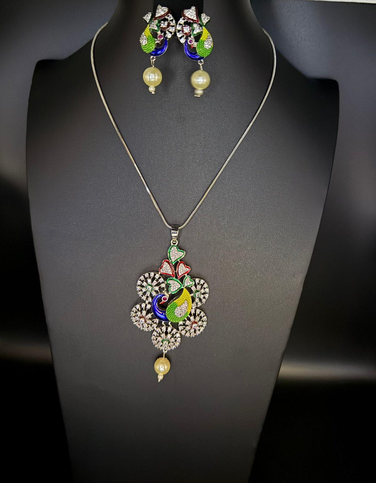 Peacock Pendants Set with earrings | Elegant Peacock Design – Famaza Couture