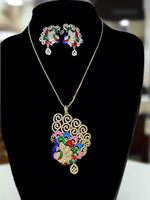 Peacock Pendants Set with earrings | Peacock Design – Famaza Couture