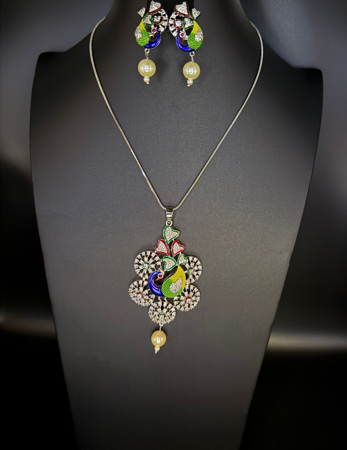 Peacock Pendants Set with earrings | Elegant Peacock Design – Famaza Couture