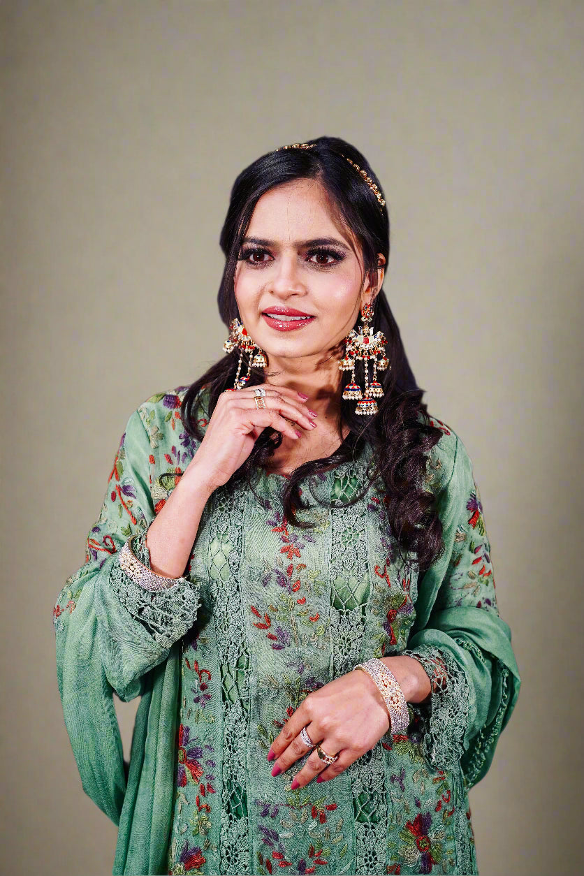 Premium EmbroideryChiffon Fabric famaza couture