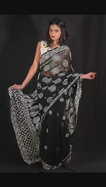 Full Jaal Chikankari Georgette Saree with Palla Keel Jaal Work – Elegant Ethnic Wear