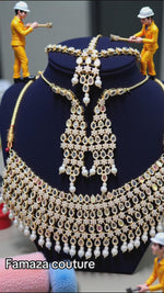 Bridal Golden Choker Set with Matha Patti | Famaza Couture