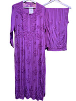 Purple Chikankari Kurti with Palazzo Pants Set Famazacouture