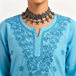 The Aaliyah Peach Chikankari Embroidered Cotton Kurti