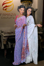 Lightweight Chikankari saree draped for wedding styling