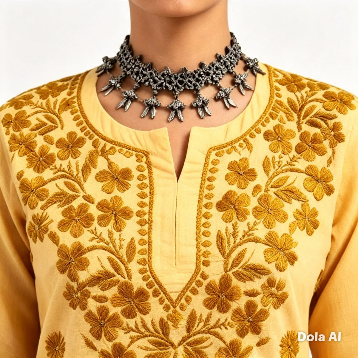 The Aaliyah Peach Chikankari Embroidered Cotton Kurti
